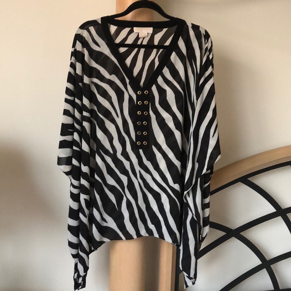 MICHAEL Michael Kors Tops - MICHAEL KORS ZEBRA PRINT PONCHO TOP 2X